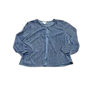 PARKER Women's Gray 100% Silk Beaded Sheer Sleeve Dressy Jacket Size Medium